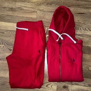 SOLD!!! Men’s polo Ralph Lauren red sweatsuit set Large